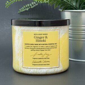 BBW Ginger & Hinoki Bath & Body Works 3 Wick Candle